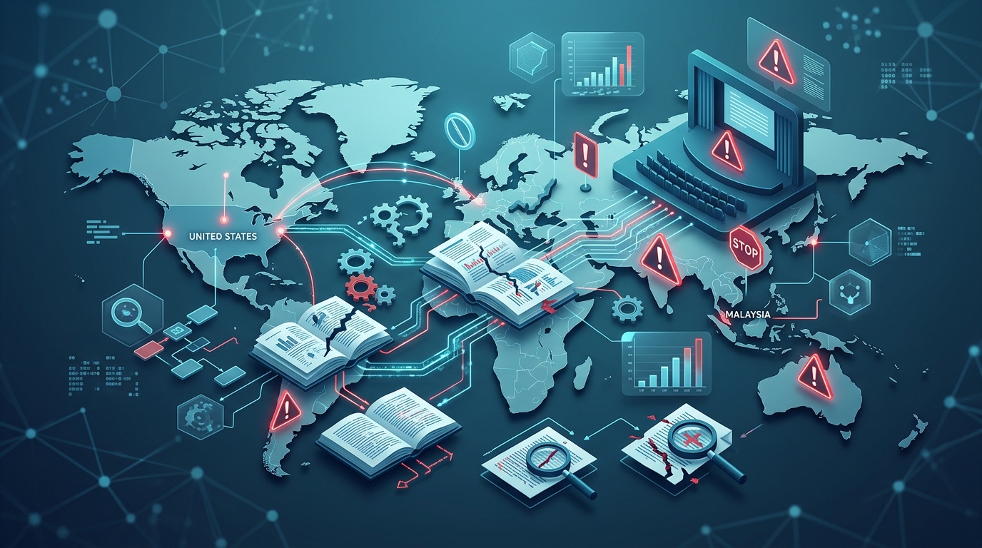 Editorial illustration: Conference Risk Across Borders: Evidence Checks for the US and Malaysia